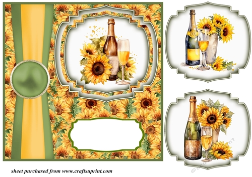 Sunflower champagne card front 2