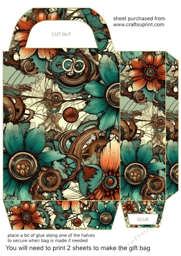 Floral steampunk gift bag 1