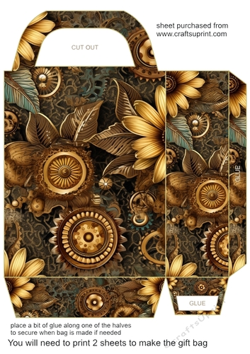 Floral steampunk gift bag 2