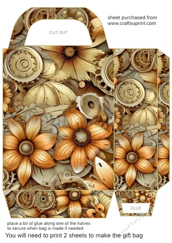 Floral steampunk gift bag 3