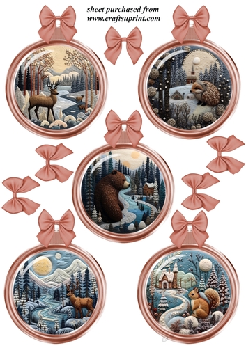 5 Light copper Christmas assorted animal bauble toppers 1