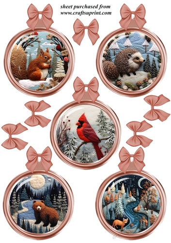 5 Light copper Christmas assorted animal bauble toppers 3