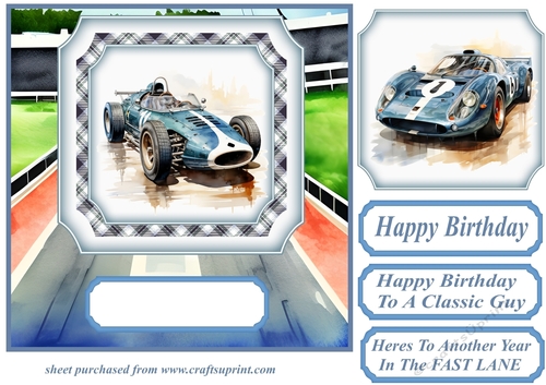 Racing car card front 1