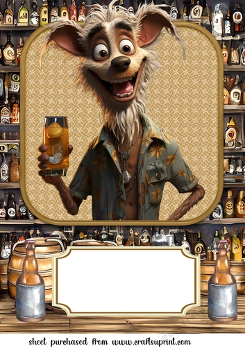 Large funny dog with beer topper