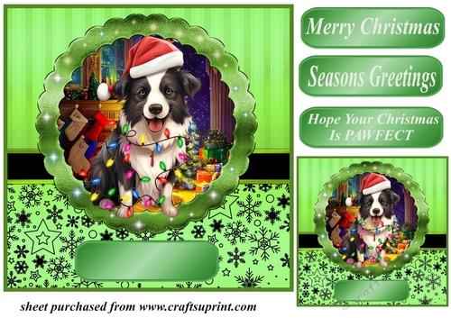 Christmas dog in hat card front 2