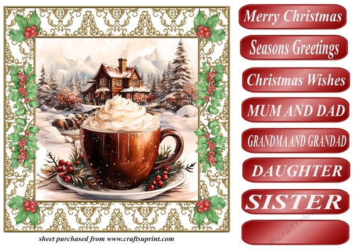 Christmas hot chocolate scene card front 1