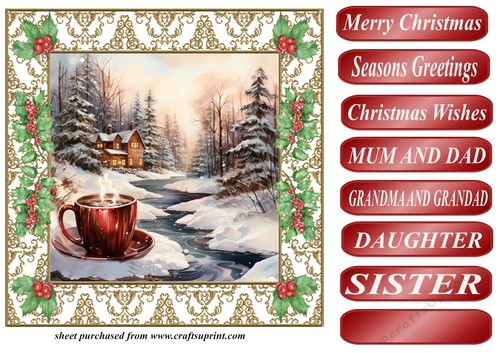 Christmas hot chocolate scene card front 2