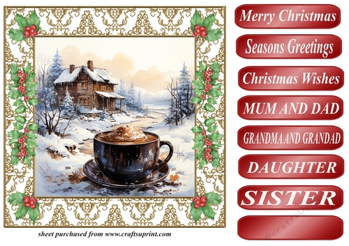 Christmas hot chocolate scene card front 3