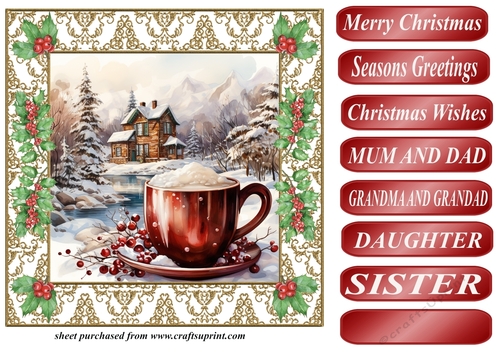 Christmas hot chocolate scene card front 5