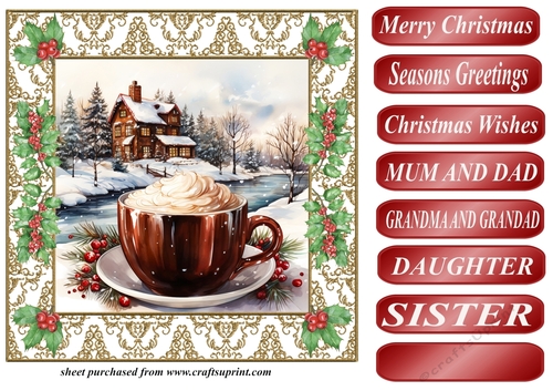 Christmas hot chocolate scene card front 6