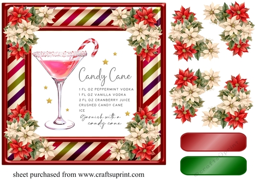 Candy cane Christmas cocktail card front