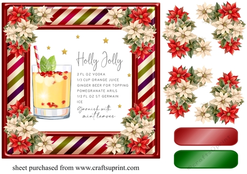 Holly Jolly Christmas cocktail card front