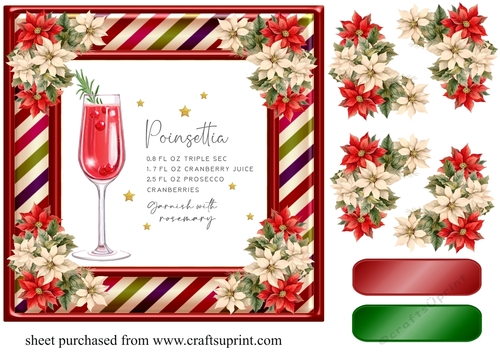 Poinsettia Christmas cocktail card front