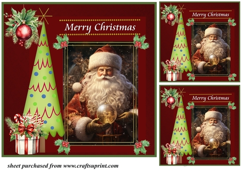 3 Merry Christmas Santa card front/toppers