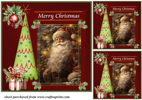3 Merry Christmas Santa card front/toppers 3