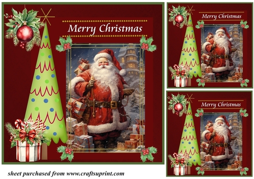 3 Merry Christmas Santa card front/toppers 5