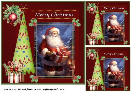 3 Merry Christmas Santa card front/toppers 6