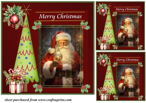 3 Merry Christmas Santa card front/toppers 7