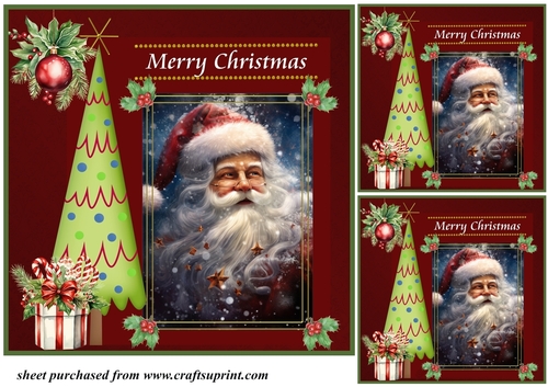 3 Merry Christmas Santa card front/toppers 8