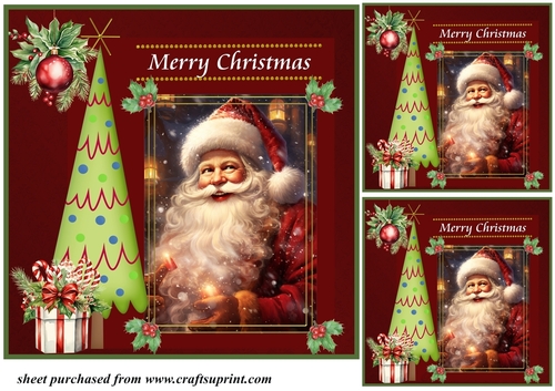 3 Merry Christmas Santa card front/toppers 9
