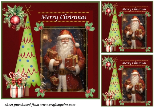 3 Merry Christmas Santa card front/toppers 10