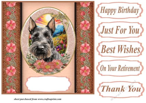 Scottish terrier oval frame card front 5