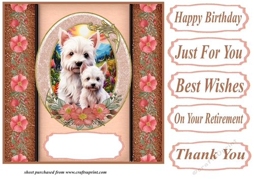 Westie oval frame card front 3