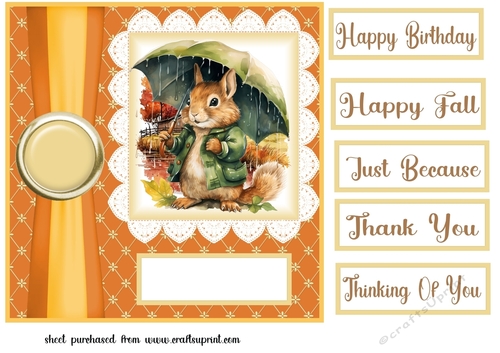 Autumn squirrel in the rain card front 4