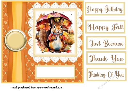 Autumn squirrel in the rain card front 5