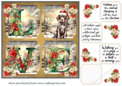 LOVE Christmas pup card front 3