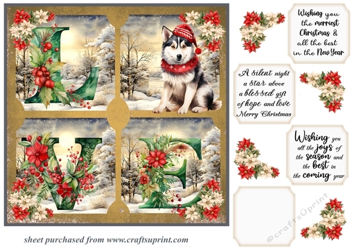 LOVE Christmas pup card front 5