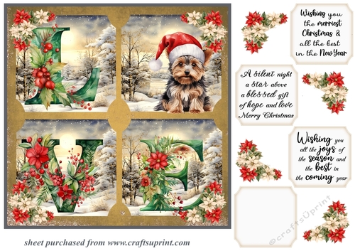 LOVE Christmas pup card front 7