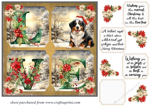 LOVE Christmas pup card front 12