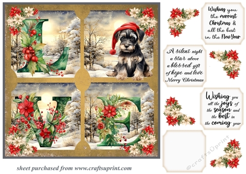 LOVE Christmas pup card front 13