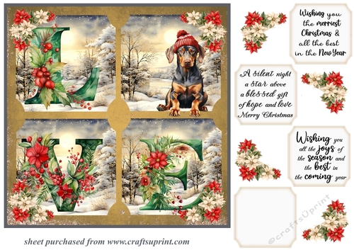 LOVE Christmas pup card front 14