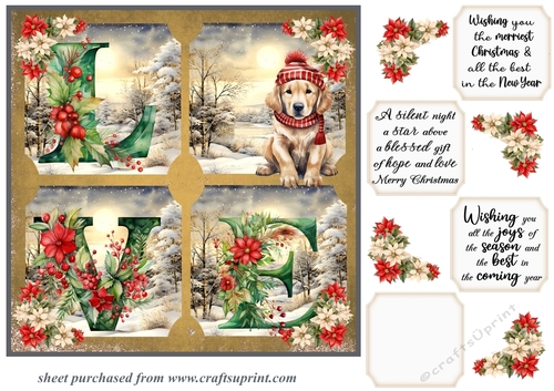 LOVE Christmas pup card front 15