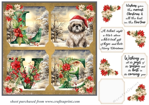 LOVE Christmas pup card front 17