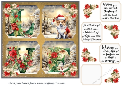 LOVE Christmas pup card front 24