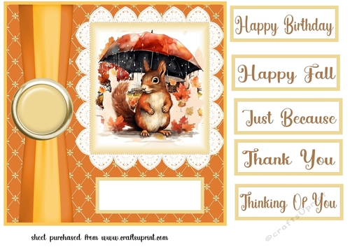 Autumn squirrel in the rain card front 7