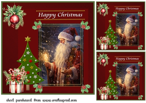 3 Happy Christmas Santa card front/toppers 4