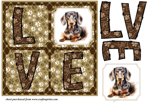 LOVE Dachshund card front 1
