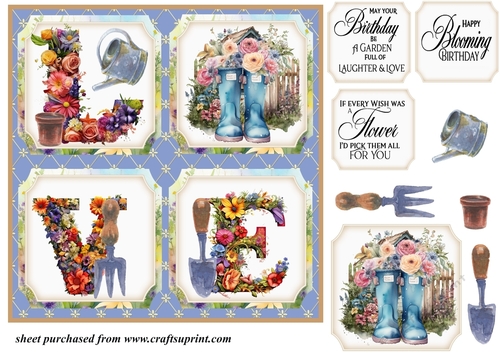 LOVE Blue gardening card front 1