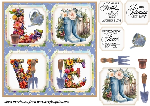LOVE Blue gardening card front 2