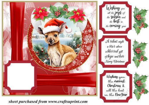 Red Christmas kangaroo card front 