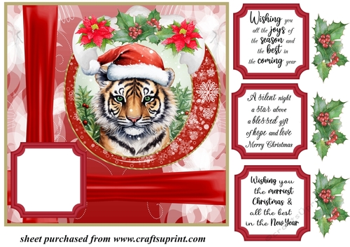 Red Christmas tiger card front 