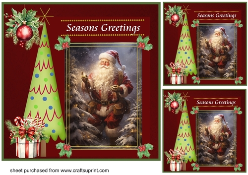 3 Seasons Greetings Santa card front/toppers 1