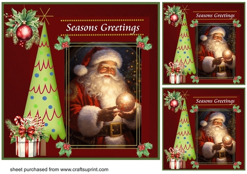 3 Seasons Greetings Santa card front/toppers 4