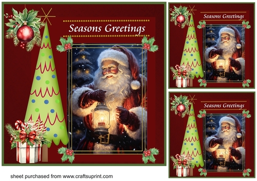 3 Seasons Greetings Santa card front/toppers 5