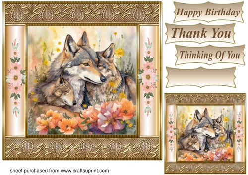 Floral wolf couple card front 4