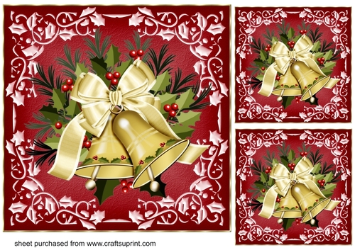 3 Gold bell card fronts/toppers 1